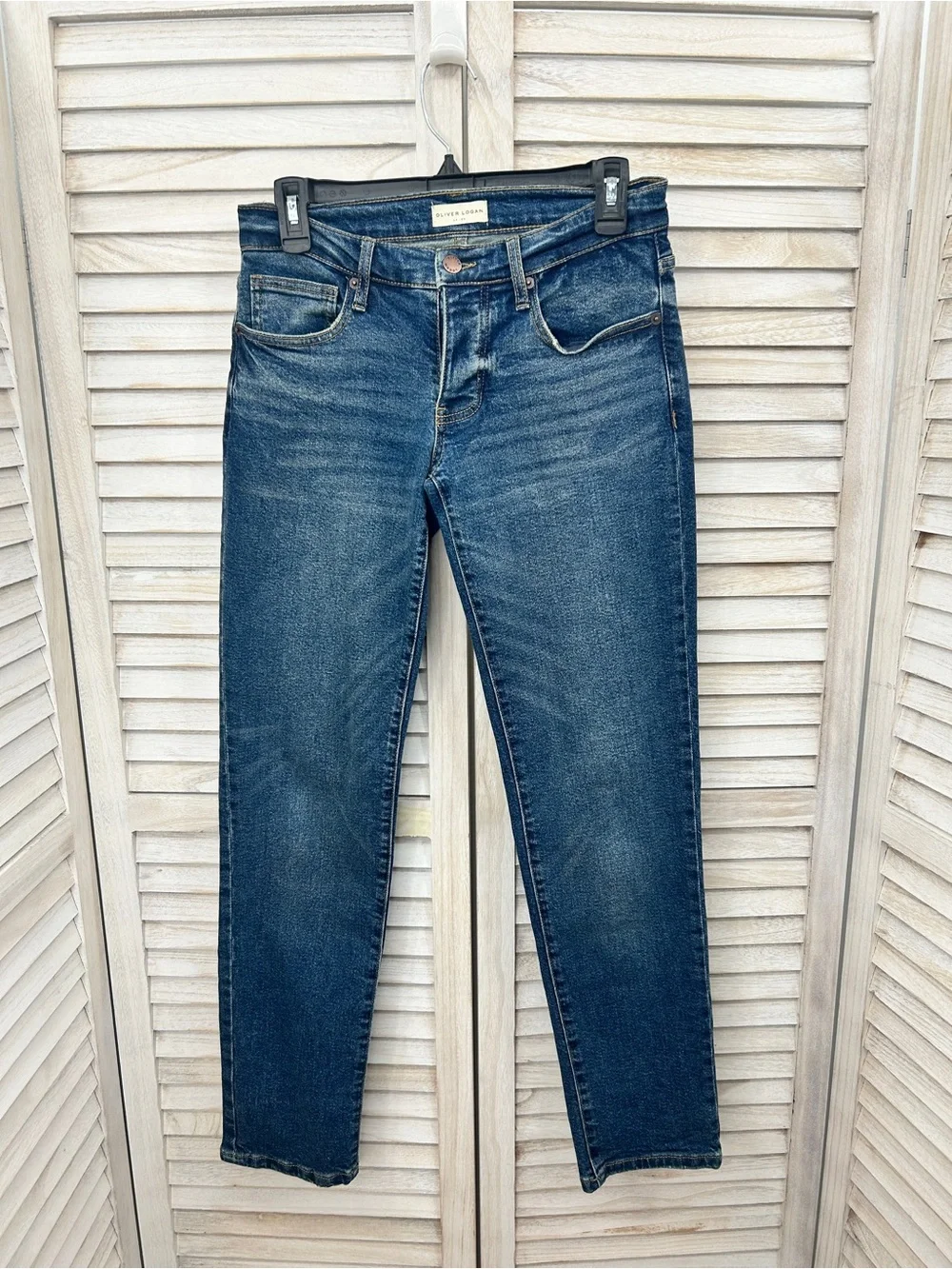 Oliver Logan Chester Low Rise Straight Leg Jeans Size 25 Dark Aged Vintage Blue